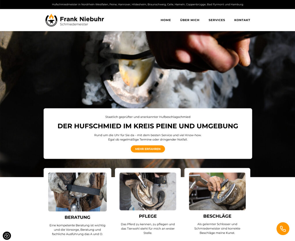 Webdesign für Hufschmied Frank Niebuhr – professionell, mobiloptimiert & SEO-stark von Re:Design Peine.