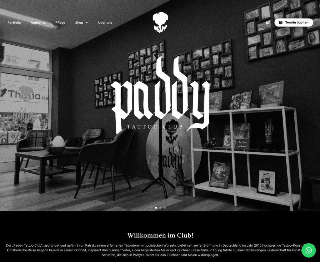 Webdesign für Paddy Tattoo Club – modern, mobilfreundlich & individuell von Re:Design Peine.